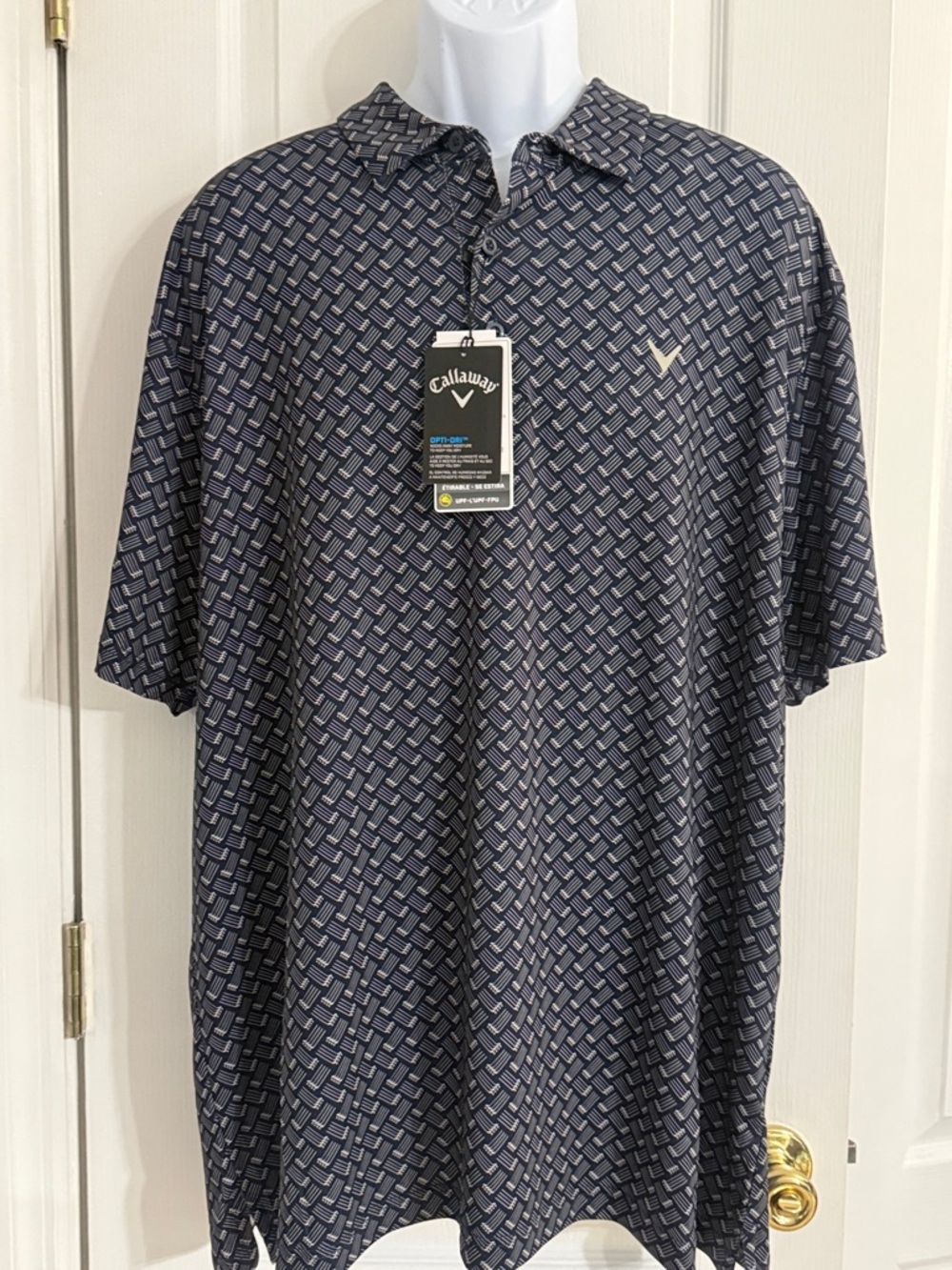 Callaway Opti Dri Men's Navy Geometric Print Polo NWT